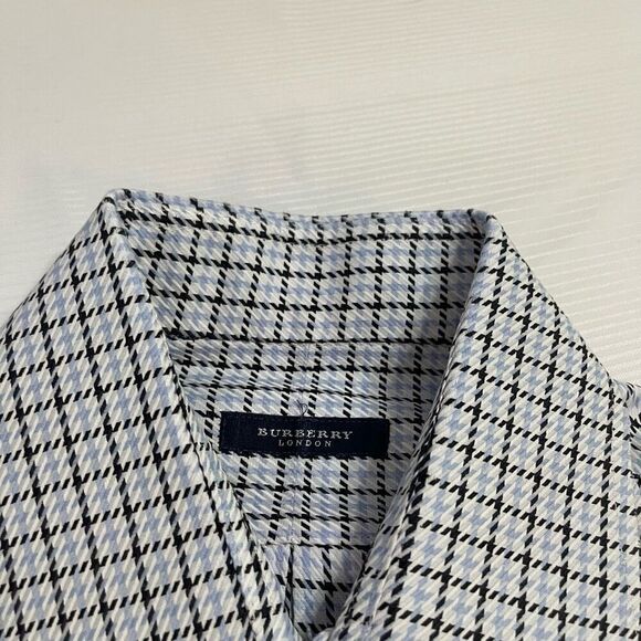Burberry London Blue Plaid Button Up Shirt Size 16L - Picture 3 of 9